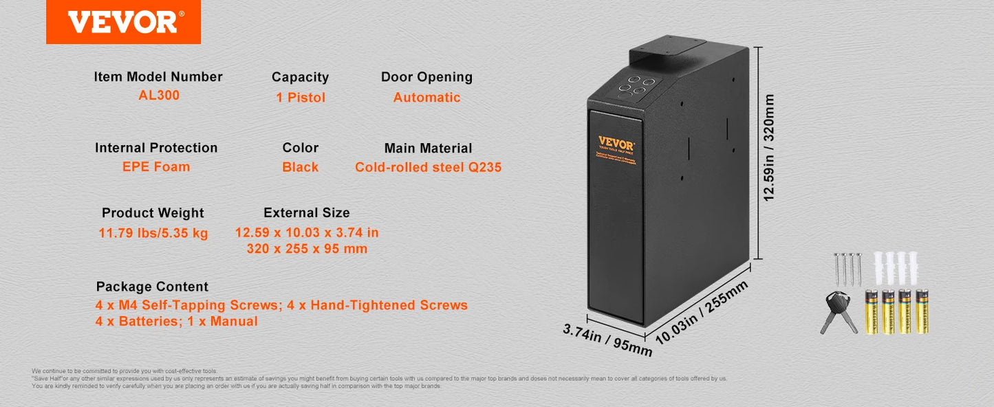 VEVOR Gun Safe Biometric Quick Access Case For Pistols