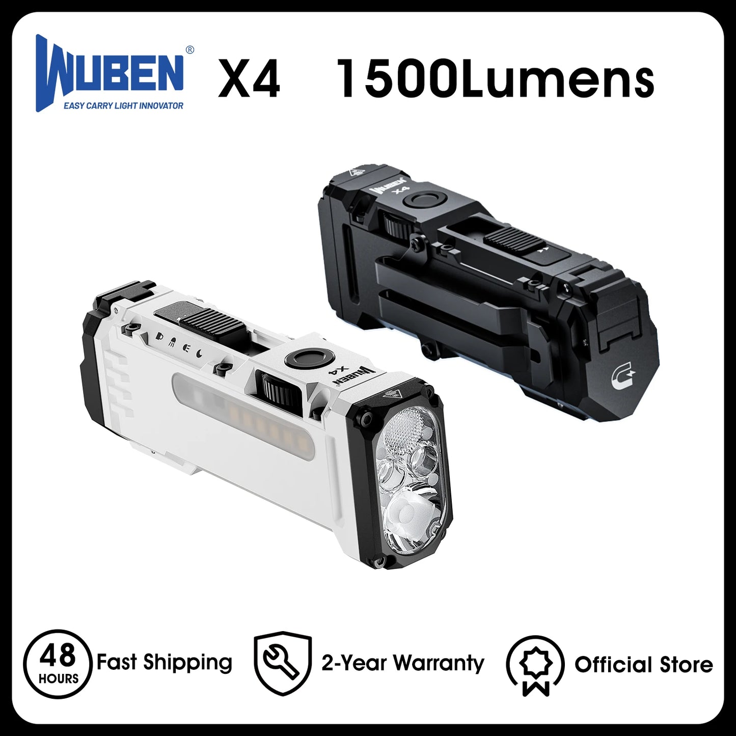 WUBEN X4 EDC RGB Flashlight IP68 Waterproof With Magnetic Tail