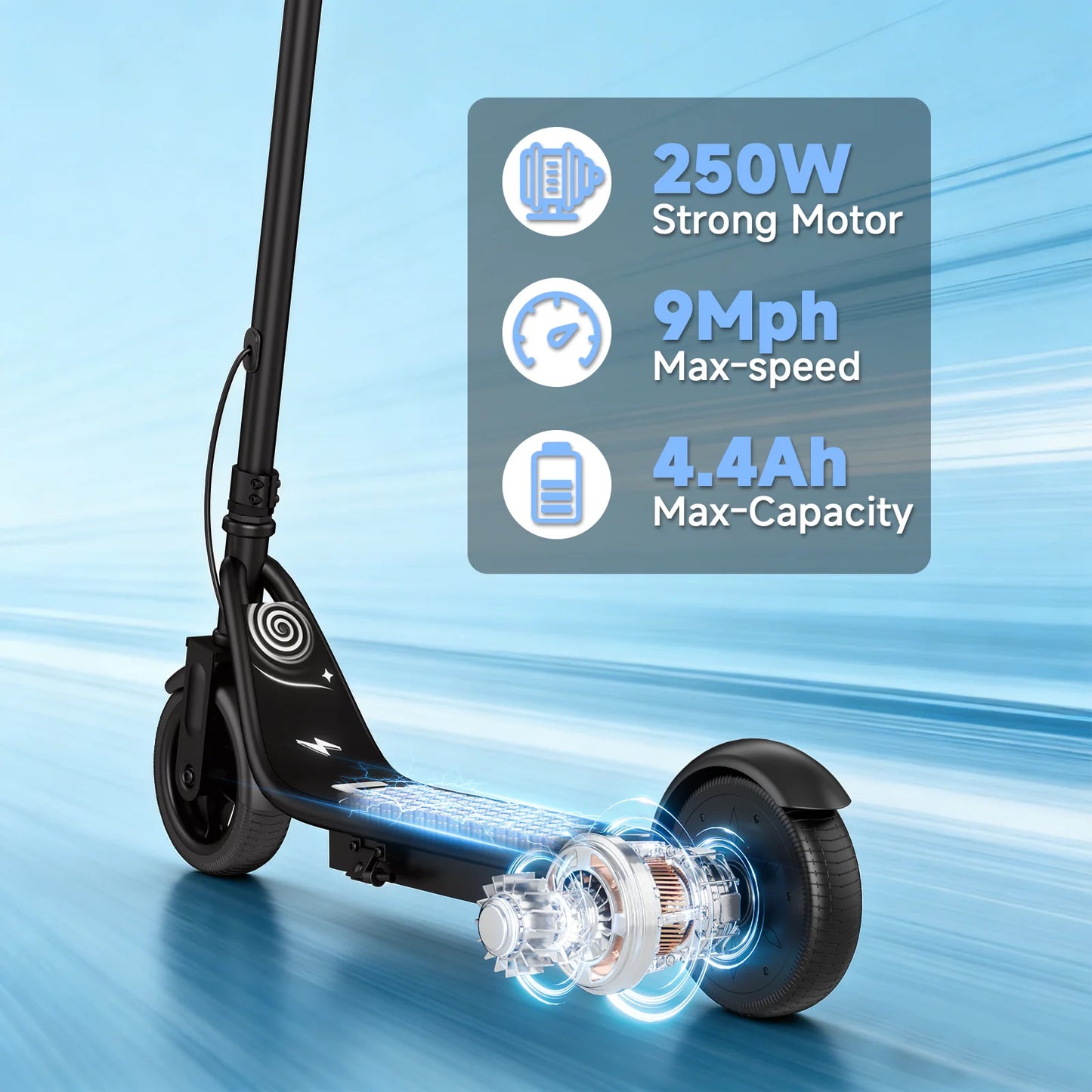 Ladped Electric Kids Scooter With Three Speeds And 250W Motor
