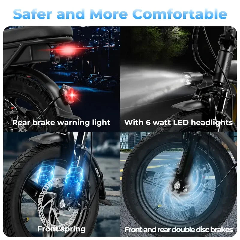 LELEKUAI Folding Electric Bicycle for Adults and Teens
