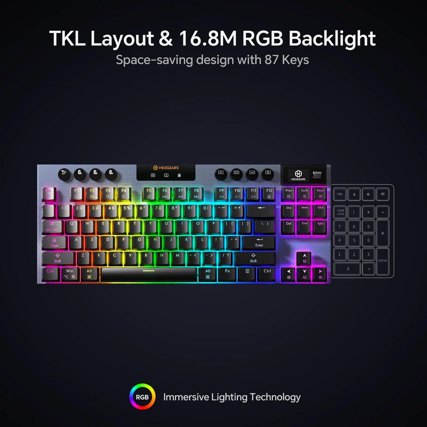 HEXGEARS A3 Wireless Mechanical Keyboard Bluetooth USB C RGB Backlit