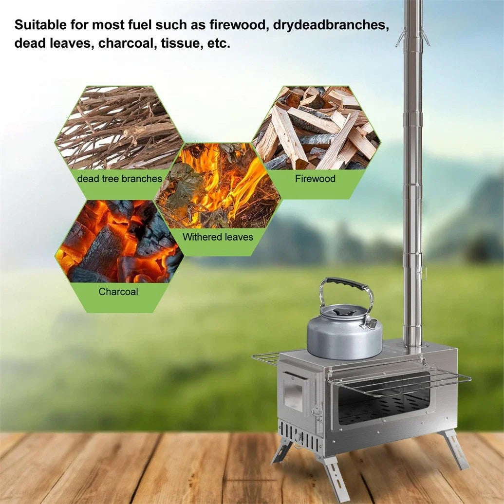 Wood Burning Stove Portable for Outdoor Heating and Cooking