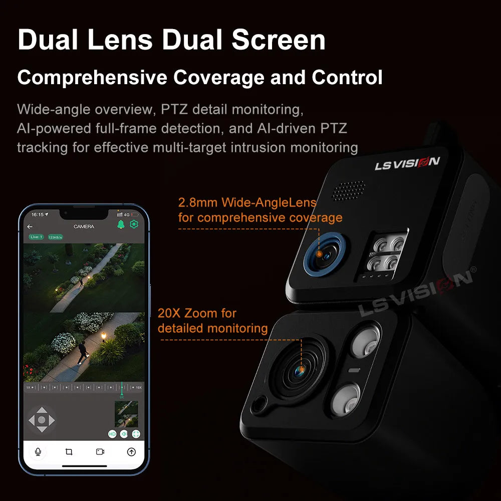 LS VISION Outdoor Solar Security Camera With 4G SIM WiFi