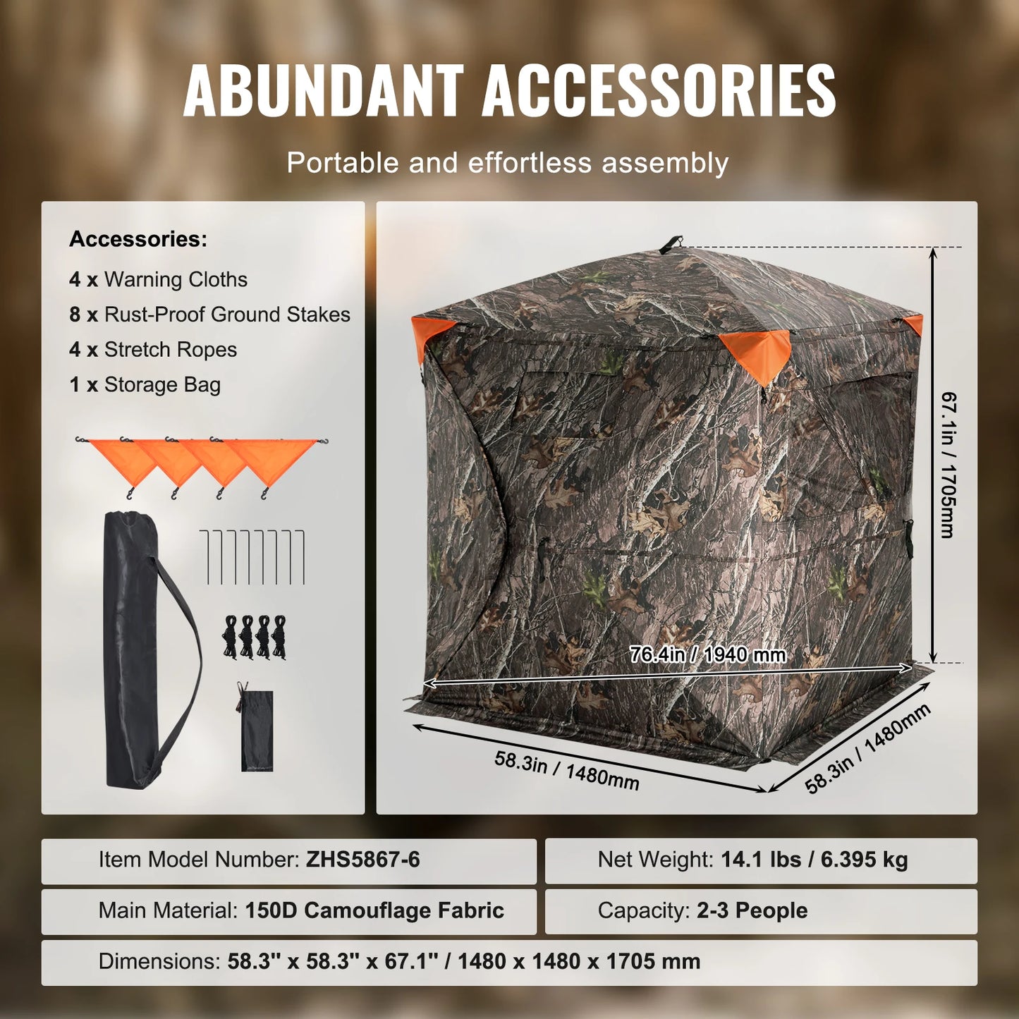 Ground Blind See Through Pop Up Deer Blind for Hunting