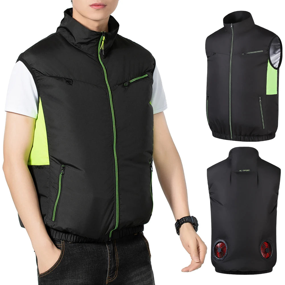 Wearable Cooling Vest With Breathable Air Conditioning Fan