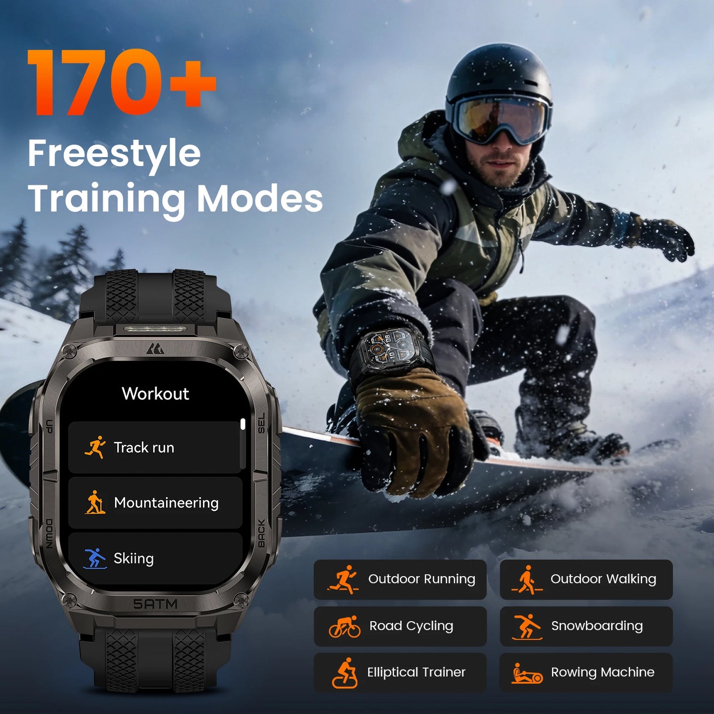 KOSPET Tank M4C Rugged Smartwatch Military GPS With Flashlight