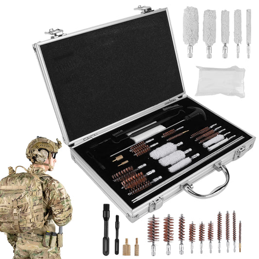 Gun Cleaning Kit With Copper Barrel Brushes And Tools