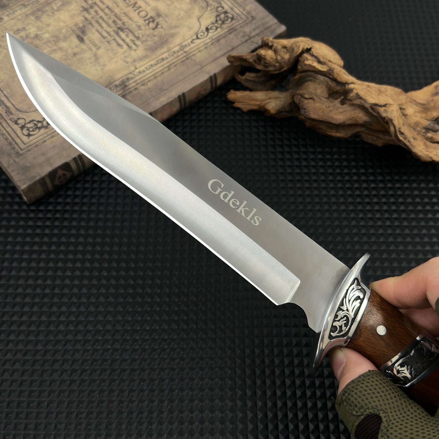 Gdekls DIY Supplies Wood Camping Knife With Stainless Steel Blade