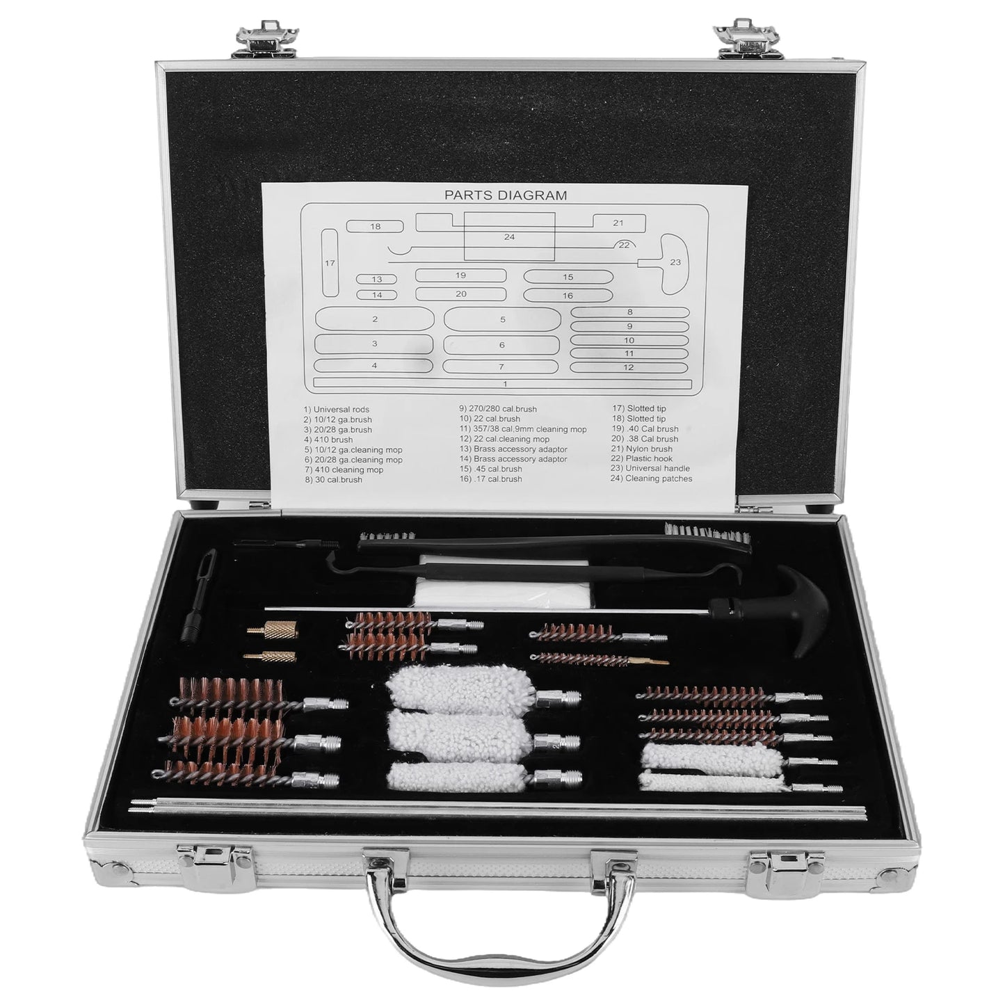 Gun Cleaning Kit With Copper Barrel Brushes And Tools
