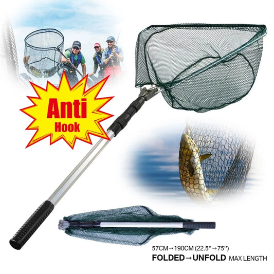 Telescopic Landing Net For Fly Fishing Folding Mesh Net