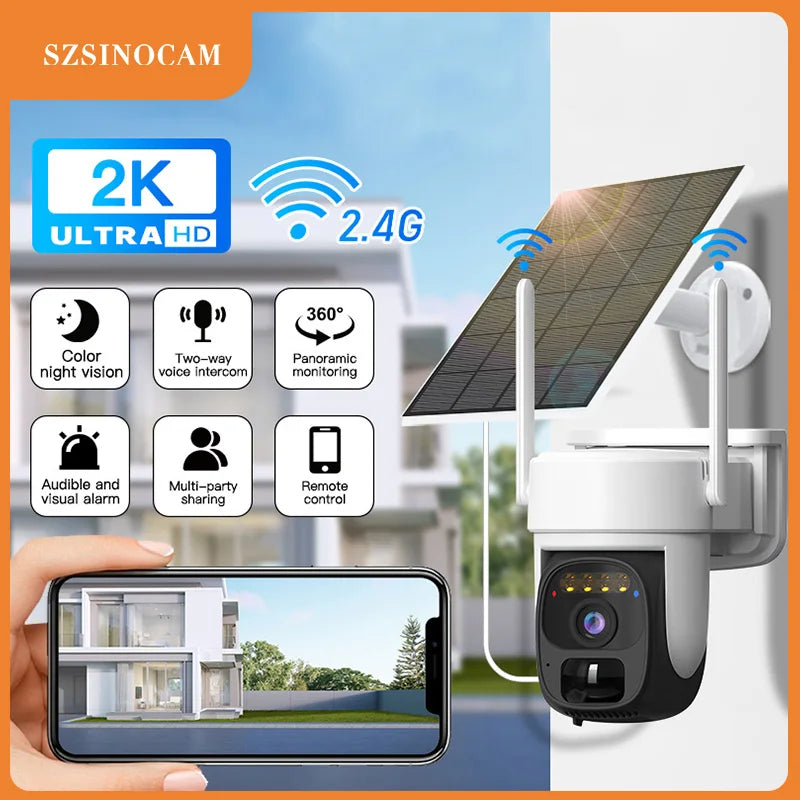 SZSINOCAM Wireless Solar-Powered Pan-Tilt Camera Outdoor WiFi Surveillance