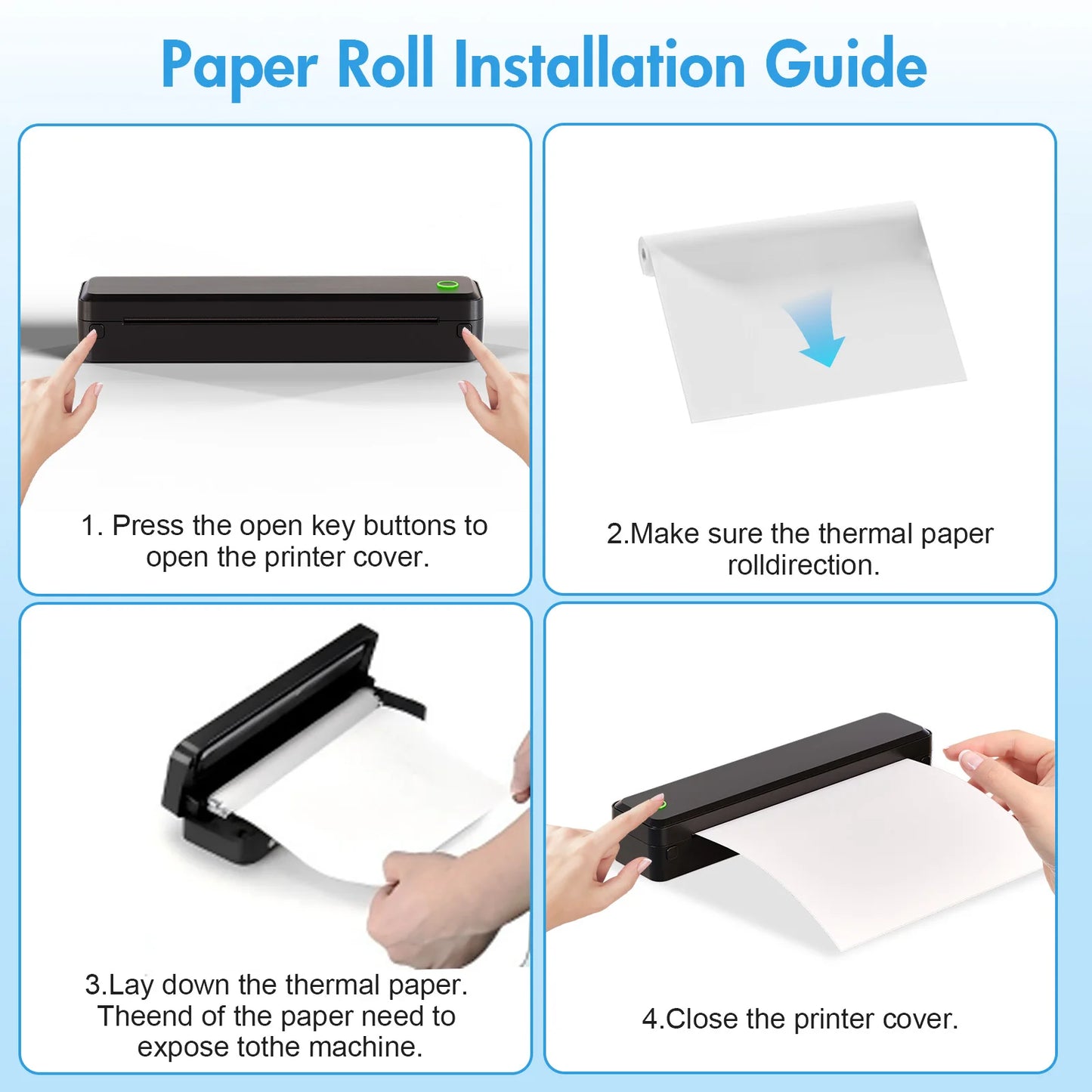 Portable Wireless Inkless Thermal Label Printer Android iOS Laptop