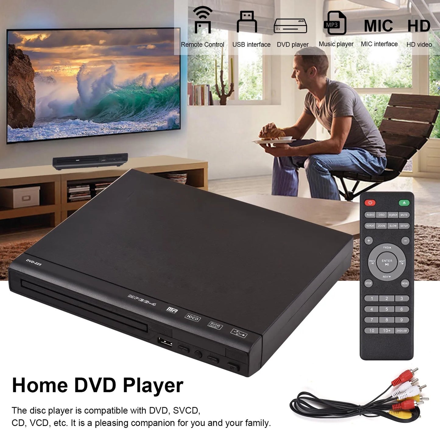 Arealer CD And DVD Player DVD 225 With Remote Control