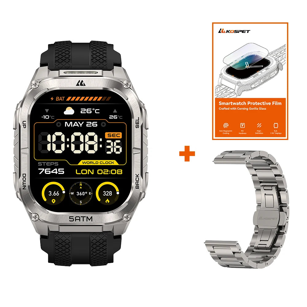 KOSPET Tank M4C Rugged Smartwatch Military GPS With Flashlight