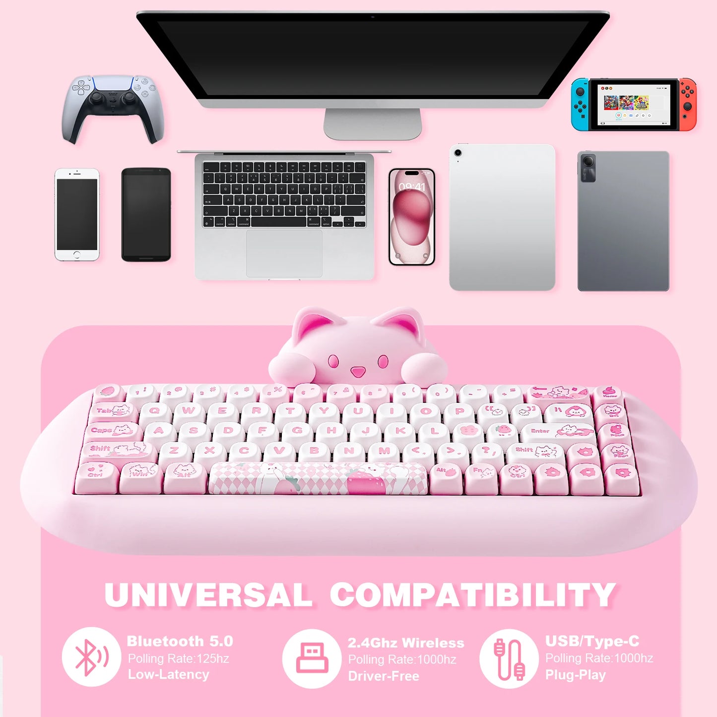 YUNZII C68 Wireless Gaming Keyboard HiFi RGB Mechanical Keyboard