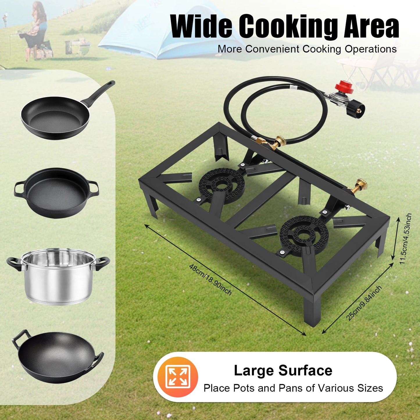Portable 8000W Double Burner Gas Stove With Regulator