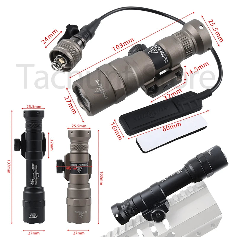 Tactical Flashlight for Rifle Rail Mounts and Accessories
