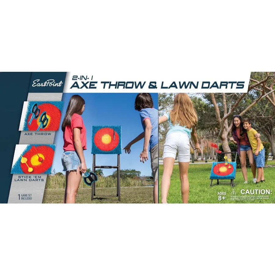 Axe Throwing and Lawn Darts Target Game Set Includes Axes