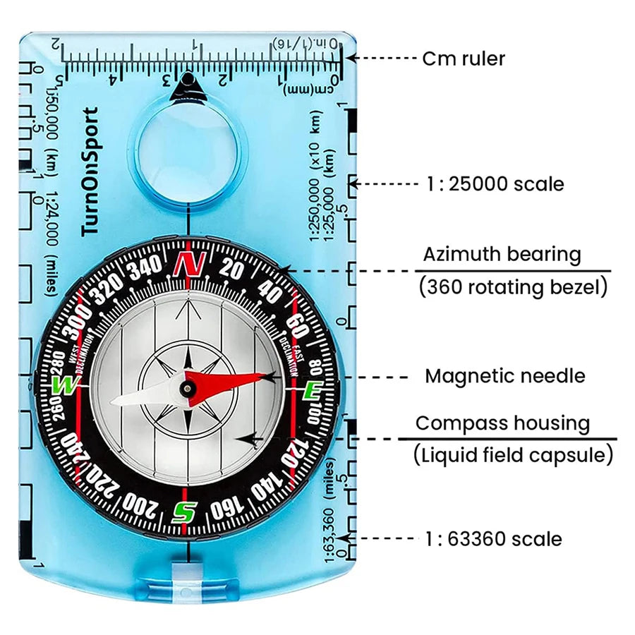Professional Waterproof Camping Compass for Outdoor Navigation and Map Reading