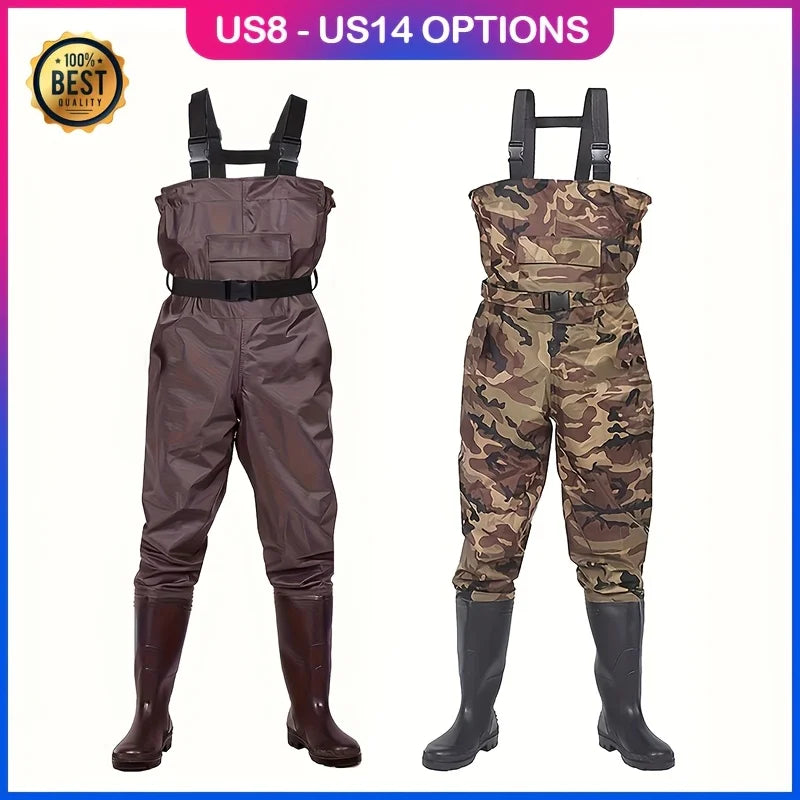 Unisex Lightweight 3-Ply Nylon Fishing Waders With Boots PVC Lining