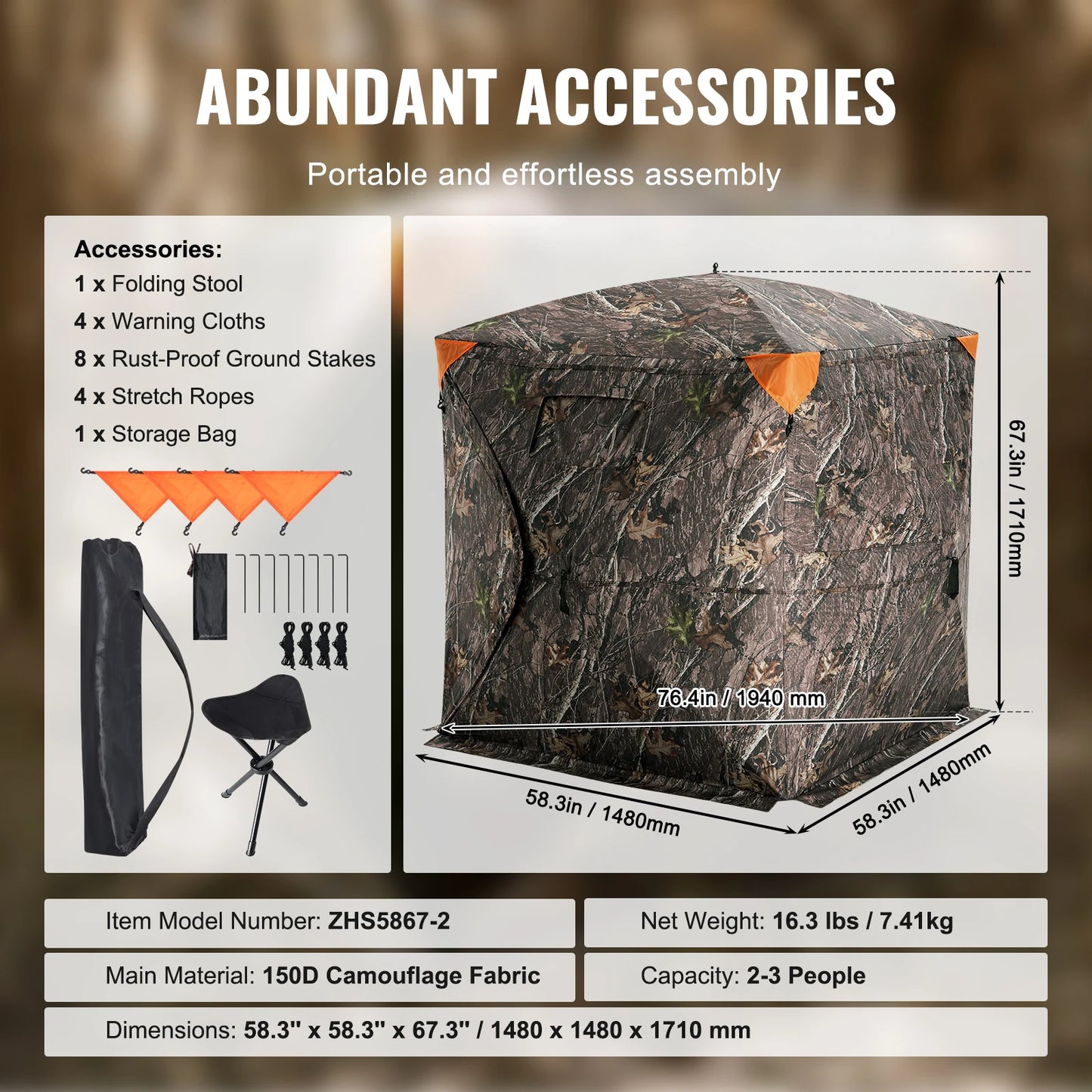 270-Degree See-Through Ground Blind For Turkey And Deer Hunting