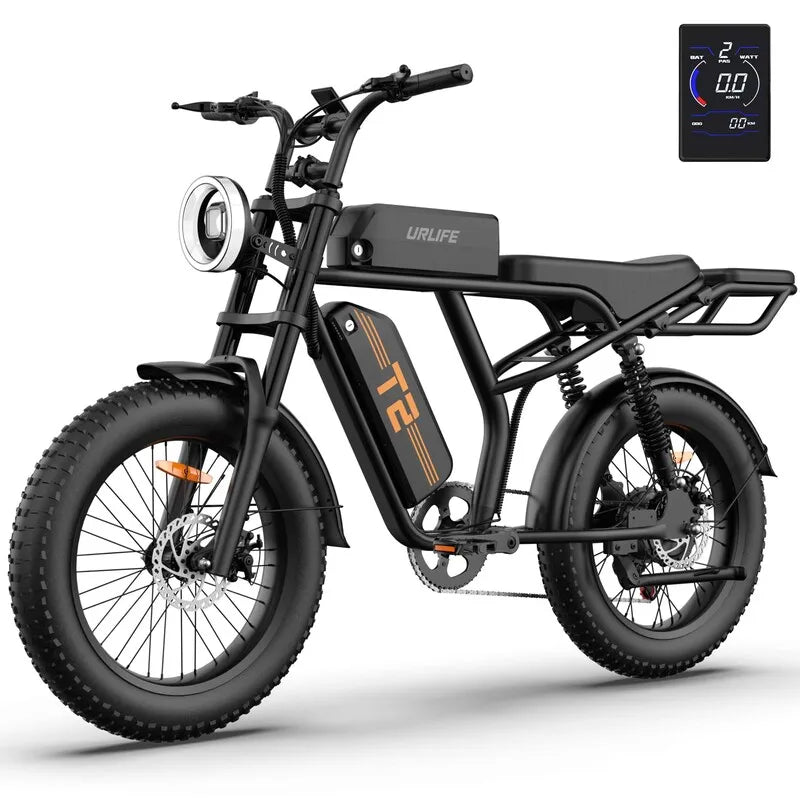 URLIFE T2 1500W Fat Tire Electric Bike 28MPH 48V Battery