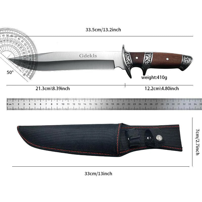 Gdekls DIY Supplies Wood Camping Knife With Stainless Steel Blade