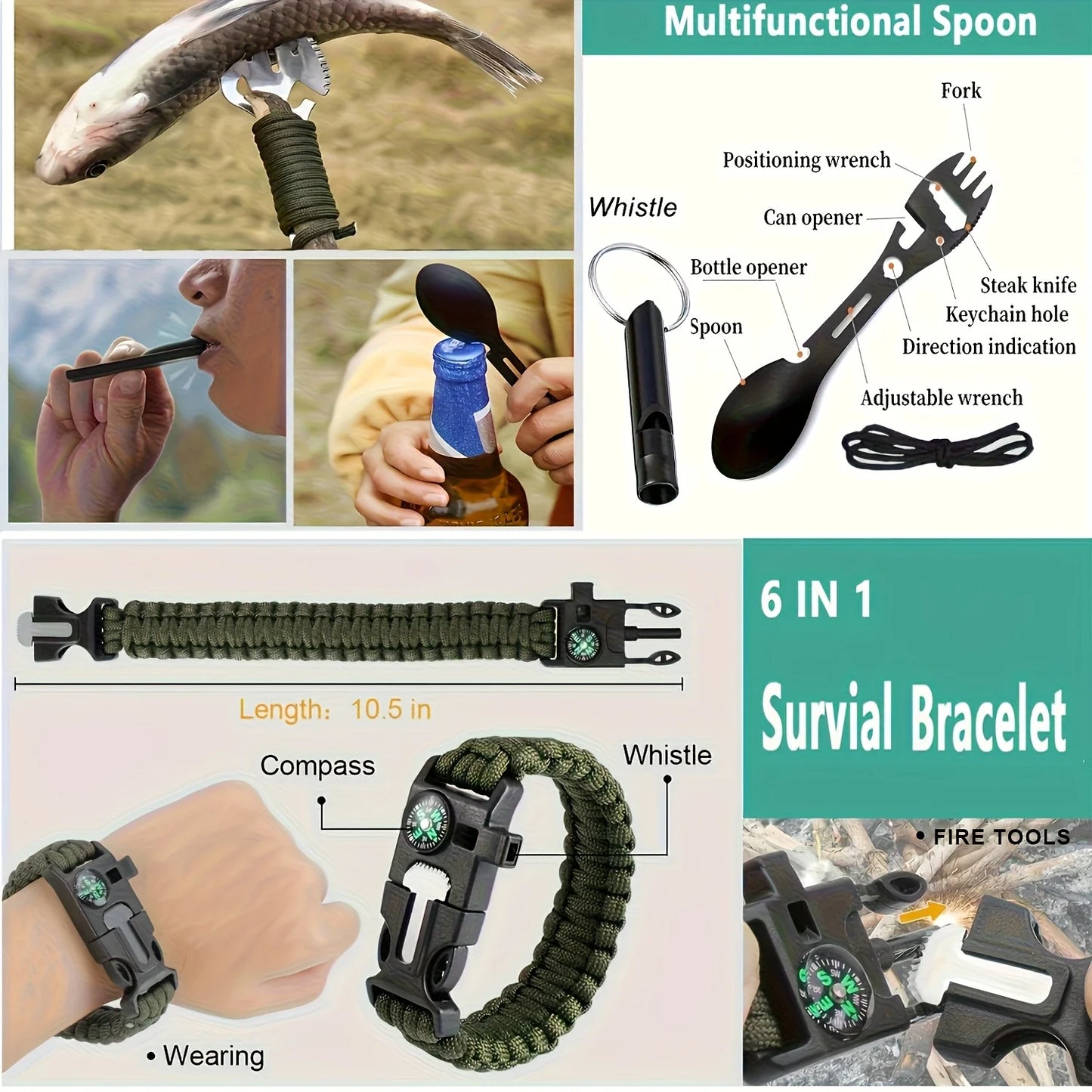 Ultimate Survival Gear Kit 20-in-1 Emergency Tools for Outdoors