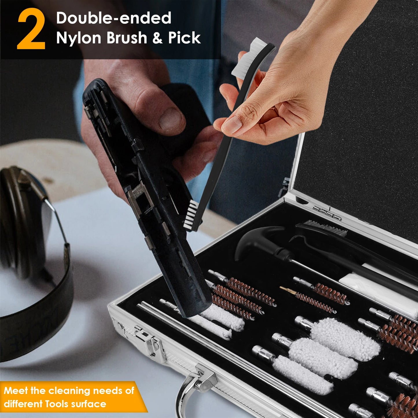 Gun Barrel Brush Box Set for Pistols and Shotguns Cleaning