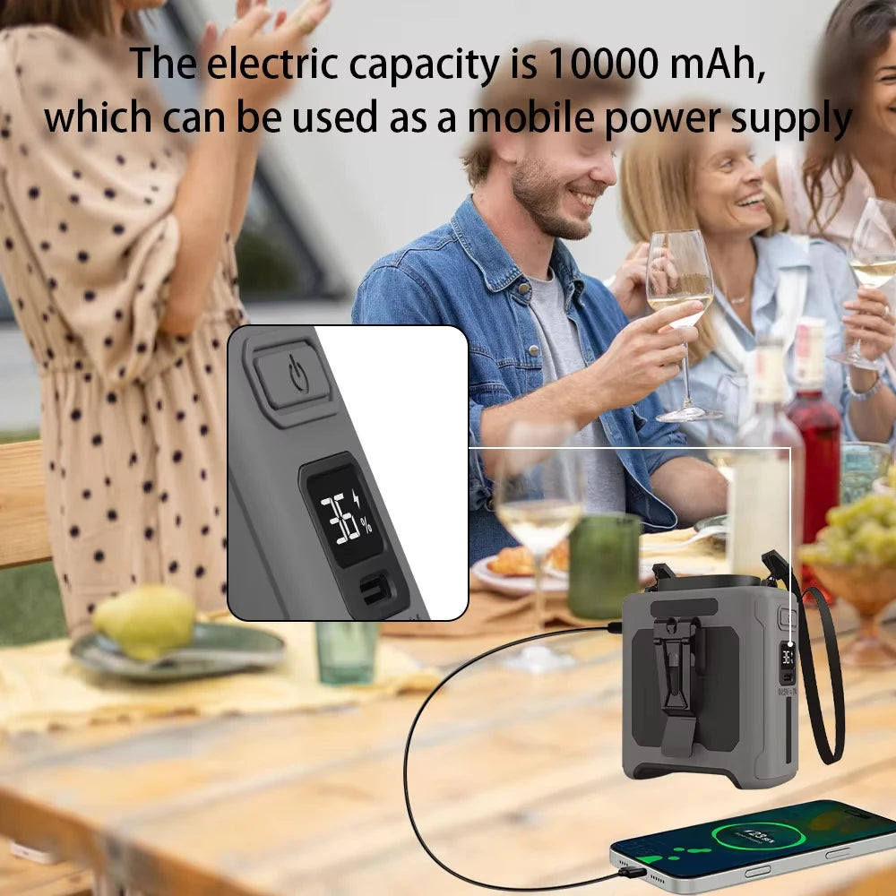Portable 10000mAh Waist Clip Fan USB Rechargeable For Outdoors