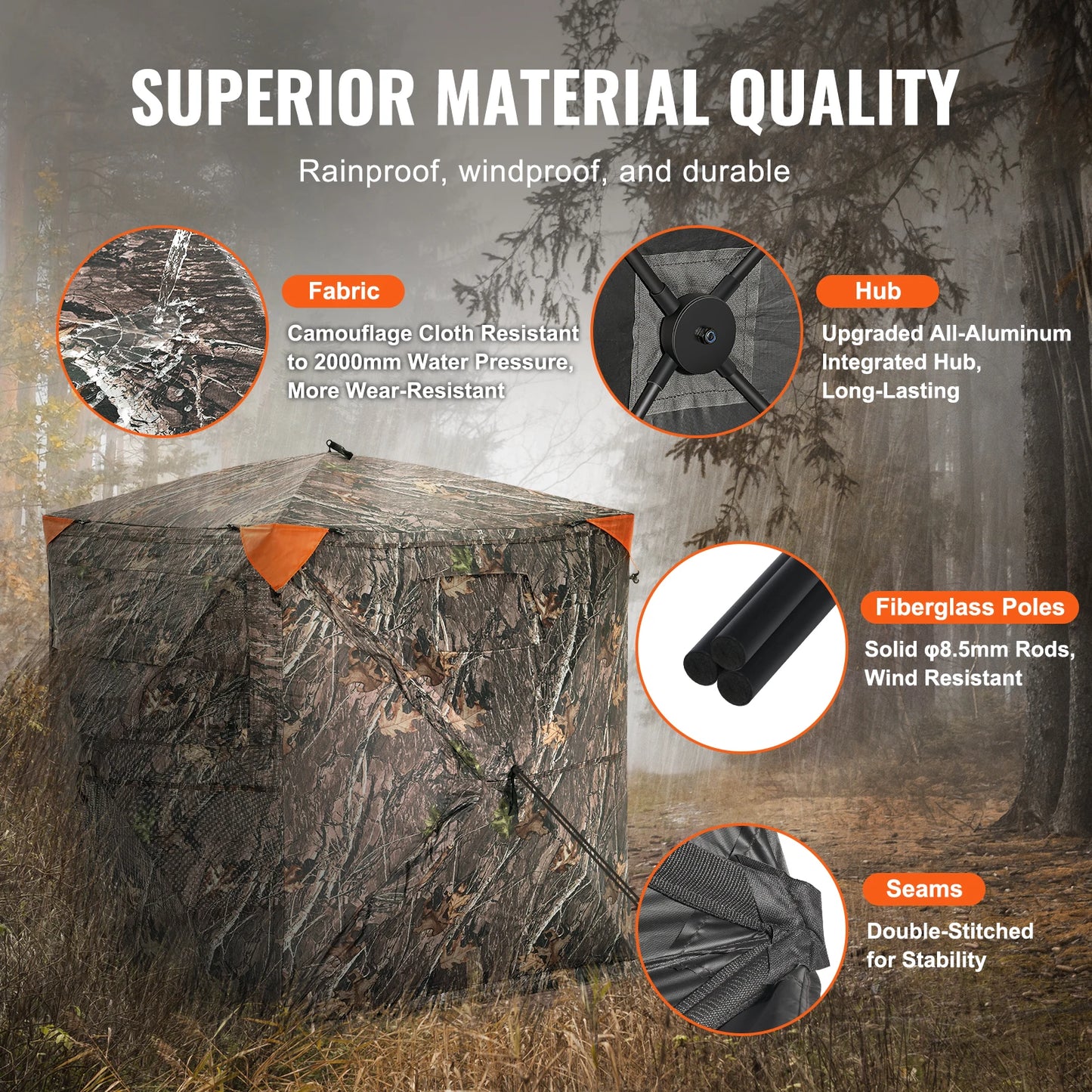 270-Degree See-Through Ground Blind For Turkey And Deer Hunting