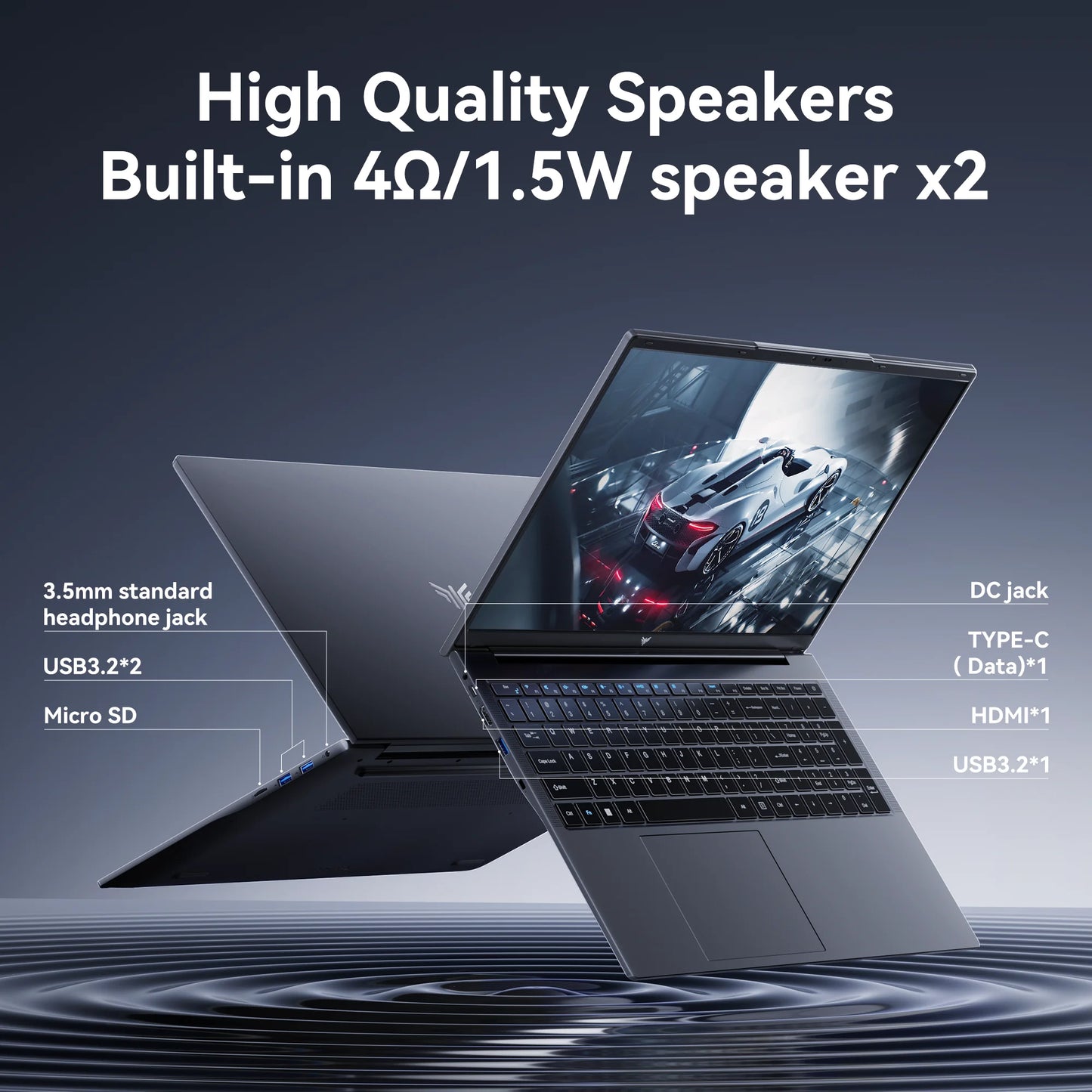 NIPOGI Laptop 16GB RAM 512GB SSD Windows 11 USB HDMI