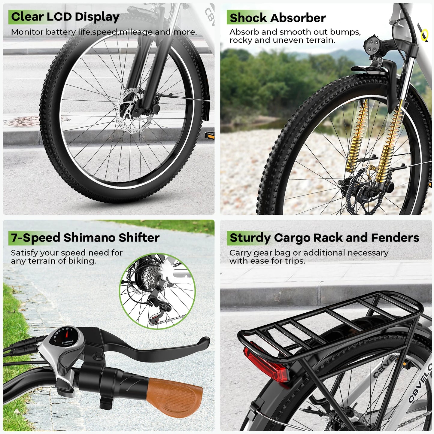 CYBERVELO Urban Commuter E-Bike With 1000W Peak Motor