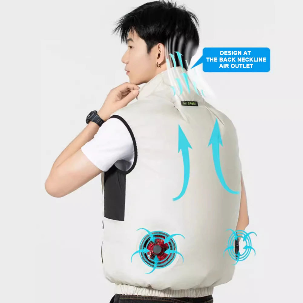 Wearable Cooling Vest With Breathable Air Conditioning Fan