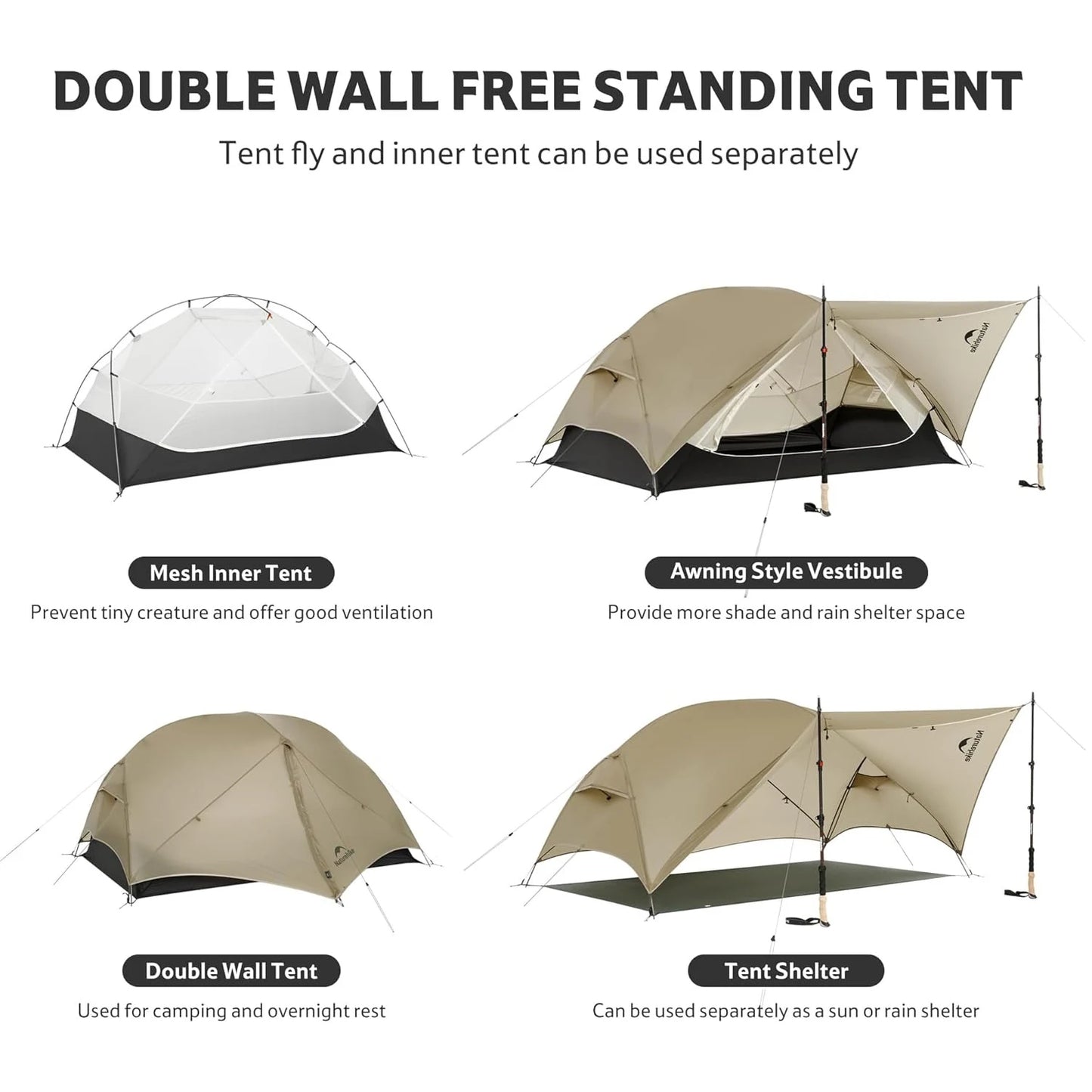 Naturehike Mongar UL Ultralight Backpacking Tent Nylon Waterproof