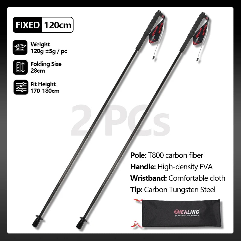 OKHEALING Trekking Poles Carbon Fiber Ultra-Light Folding