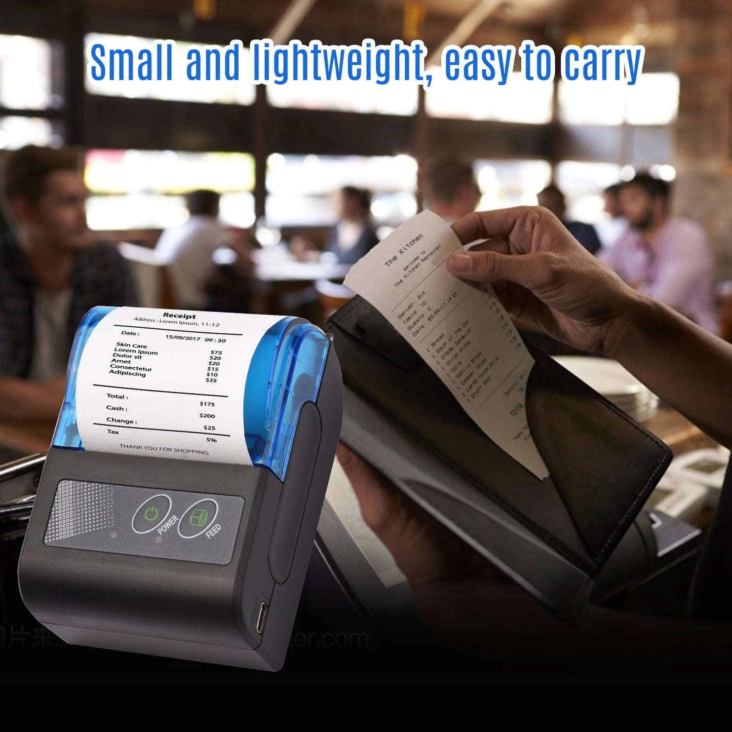 Meterk Portable Mini Thermal Printer Wireless USB Receipt