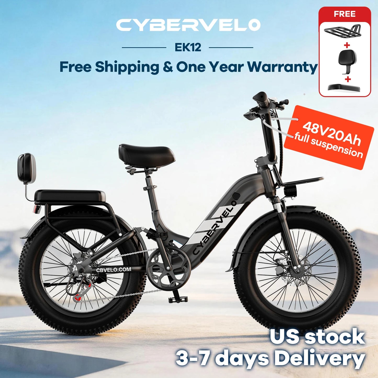 CYBERVELO EK12 1000W Electric Bicycle For Adults 48V 20Ah