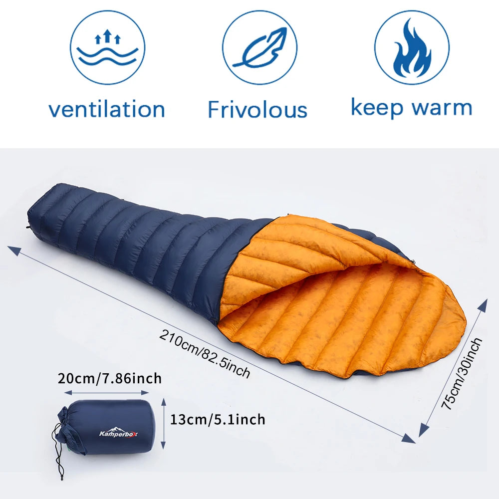 Kamperbox Ultra Light Down Sleeping Bag Three Season Waterproof Warm