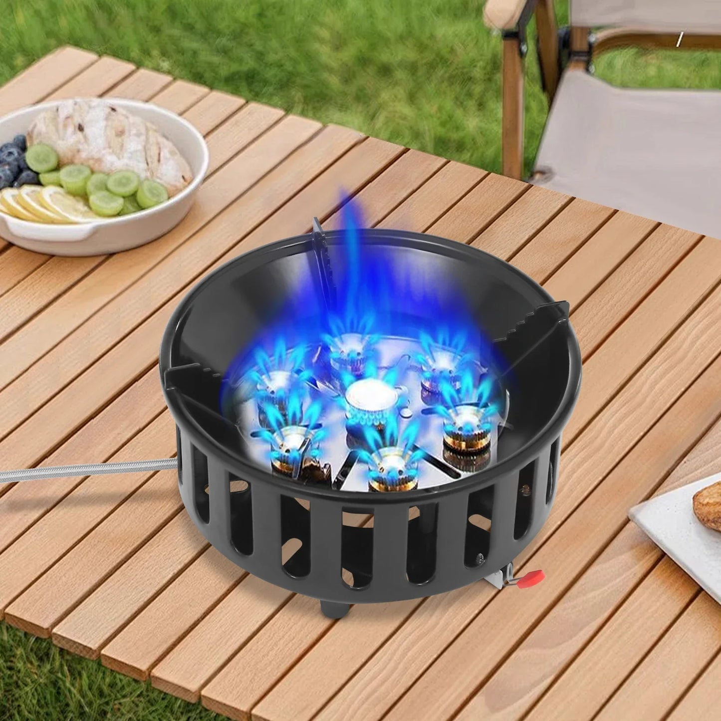 21000W Portable Butane Camping Stove With Two Adapters For Outdoor Frying