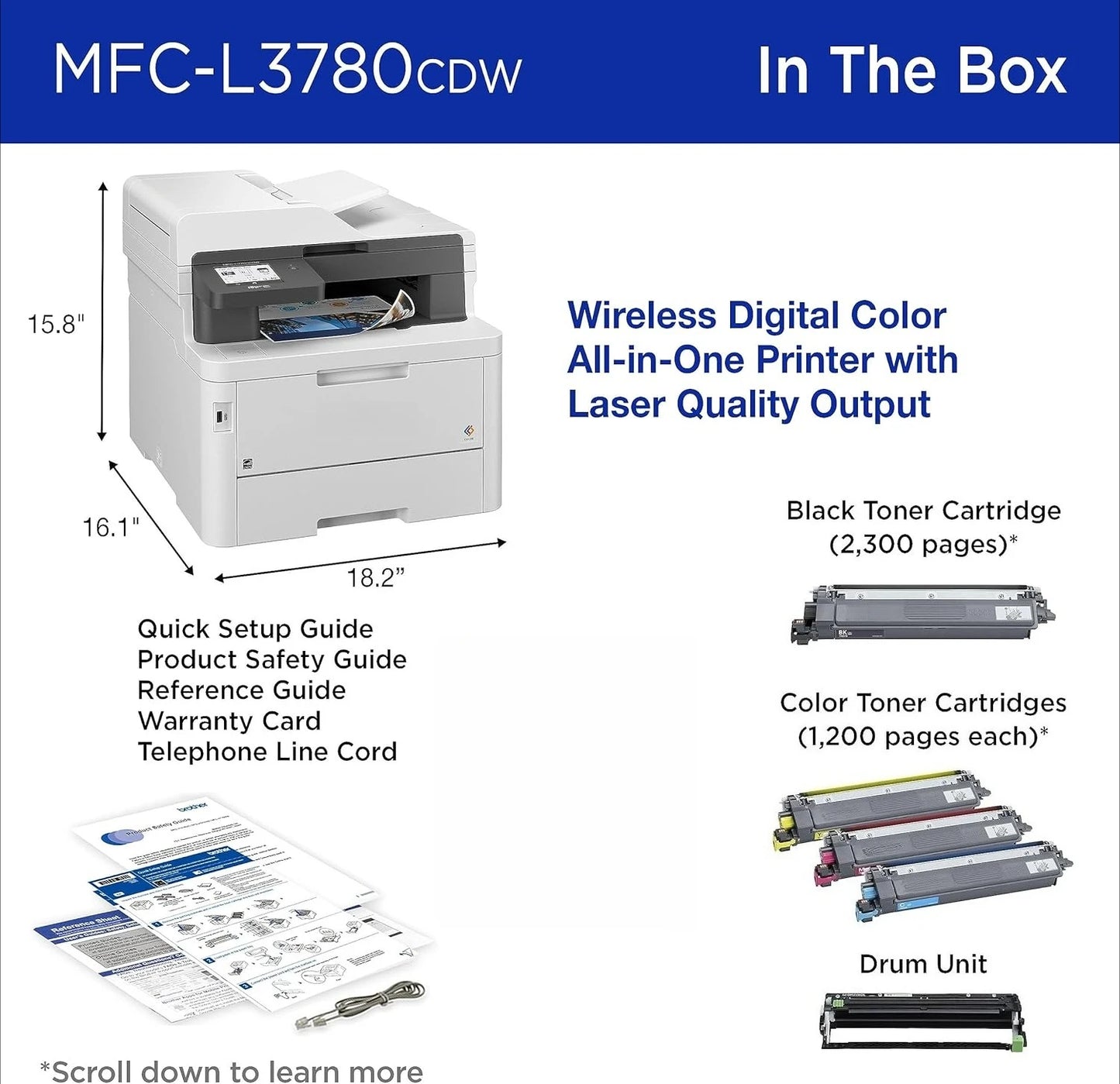 MFC-L3780CDW Wireless All-in-One Printer With Duplex Copy