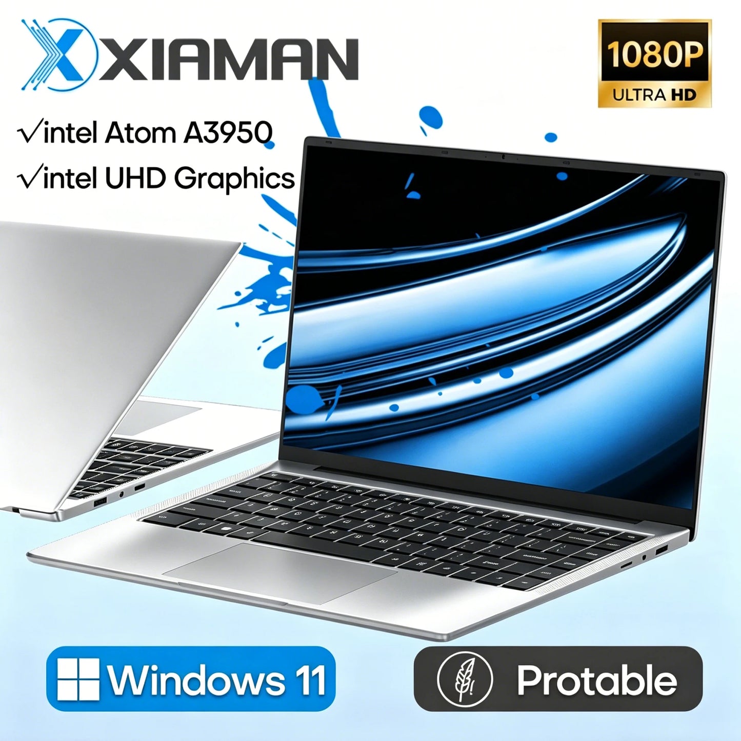 Xiaman Laptop Intel Atom A3950 Windows Office Study