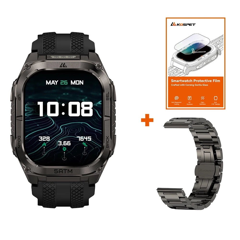 KOSPET Tank M4C Rugged Smartwatch Military GPS With Flashlight