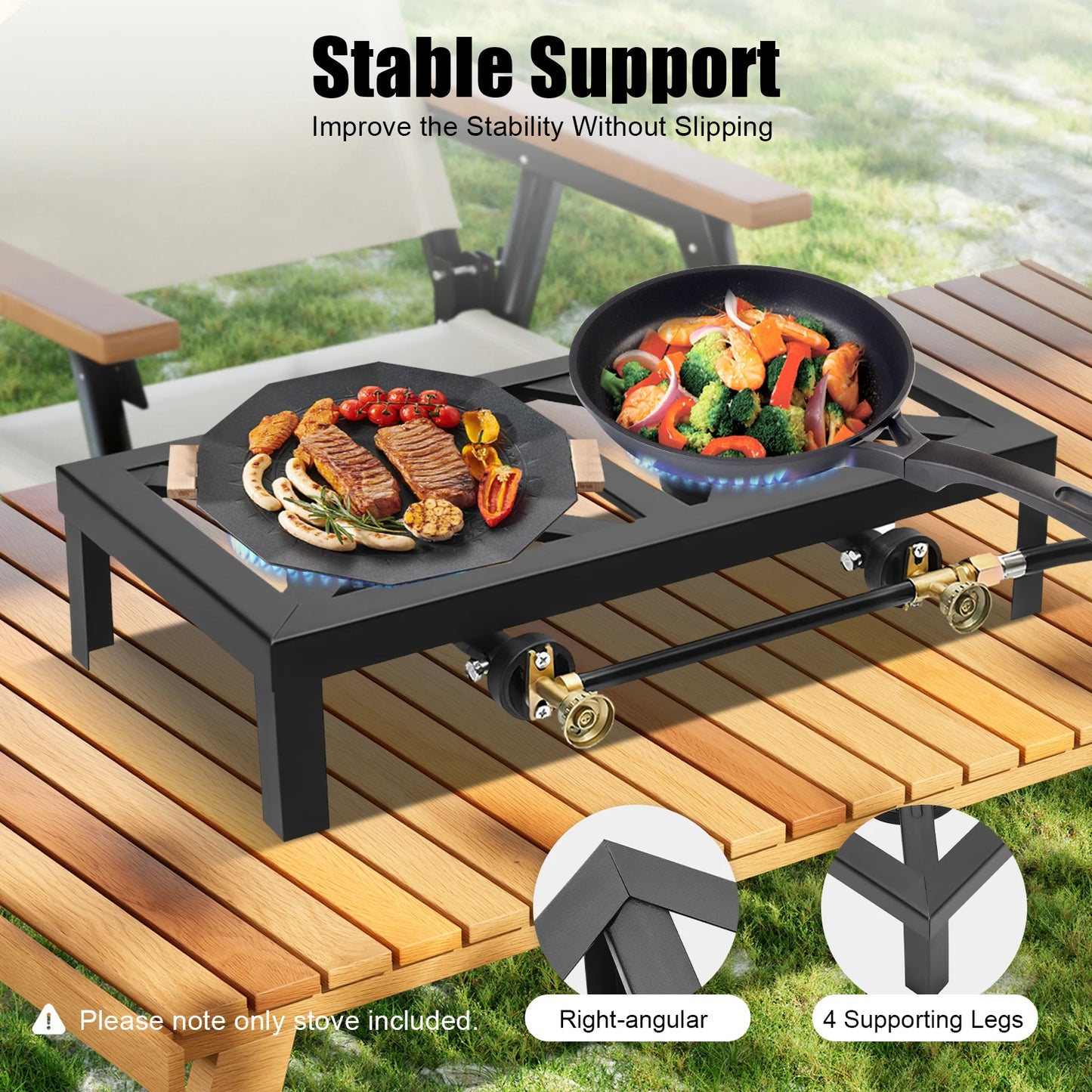 Portable 8000W Double Burner Gas Stove With Regulator