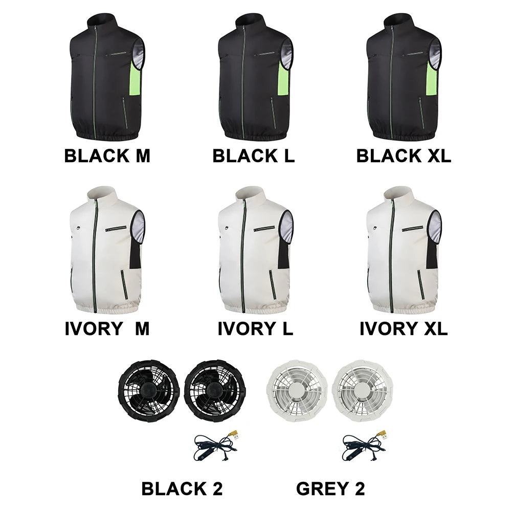 Wearable Cooling Vest With Breathable Air Conditioning Fan