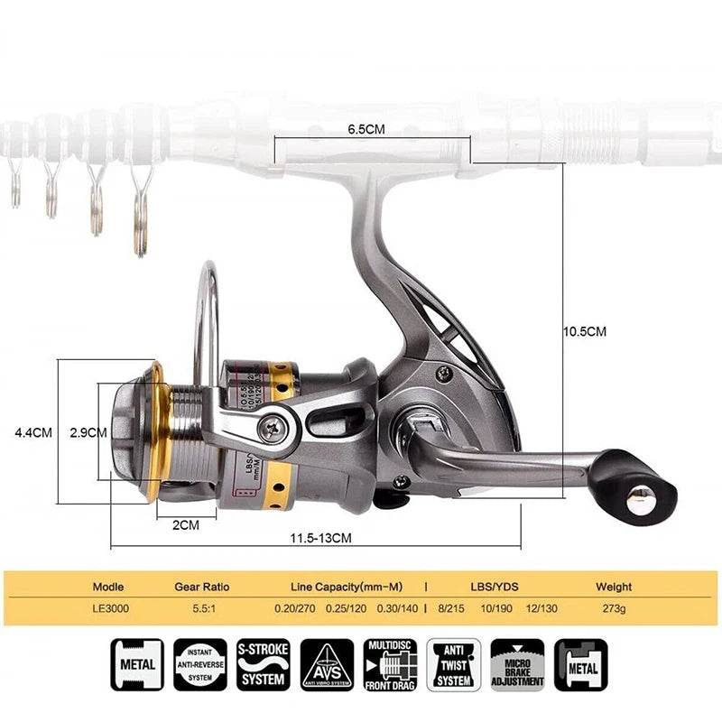 Carbon Fiber Telescopic Ultralight Fishing Rod And Reel Combo