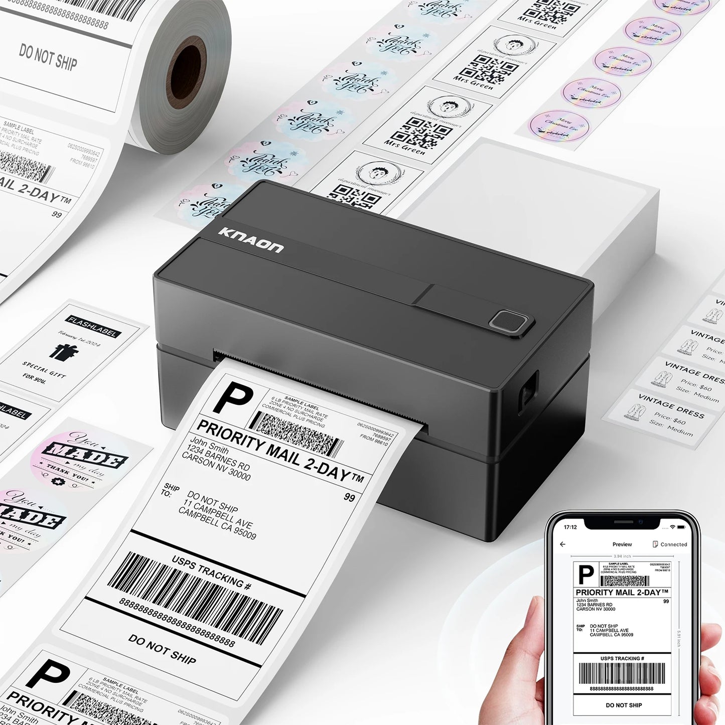 Thermal Label Printer For Shipping Labels Compatible Android iPhone Windows