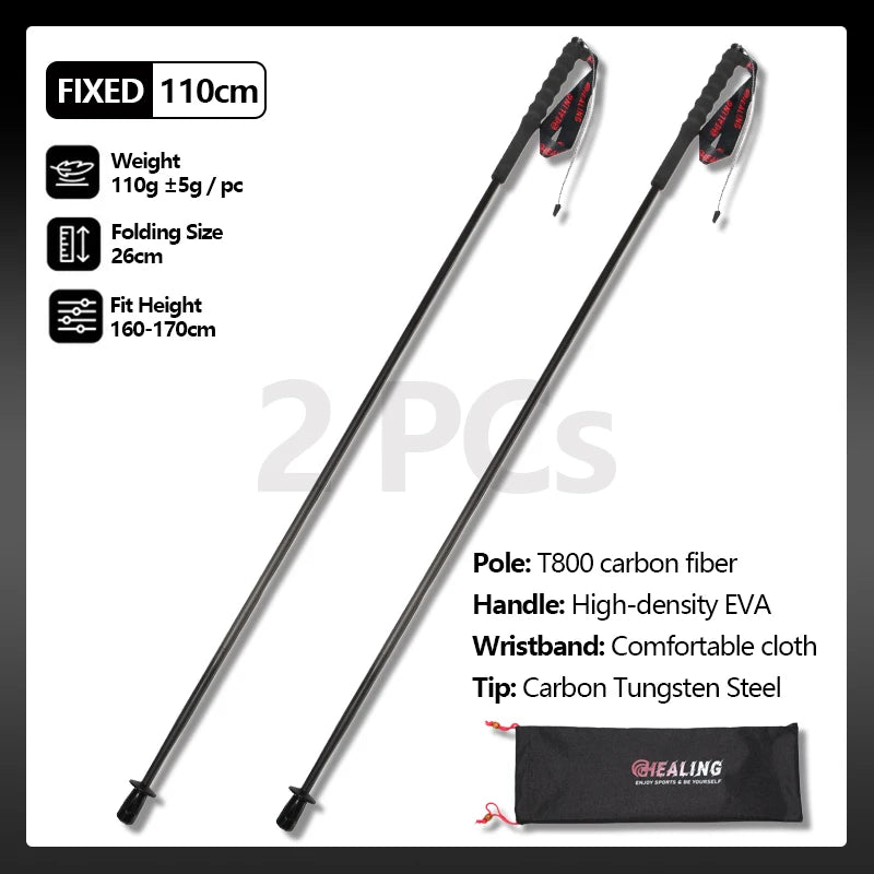 OKHEALING Trekking Poles Carbon Fiber Ultra-Light Folding