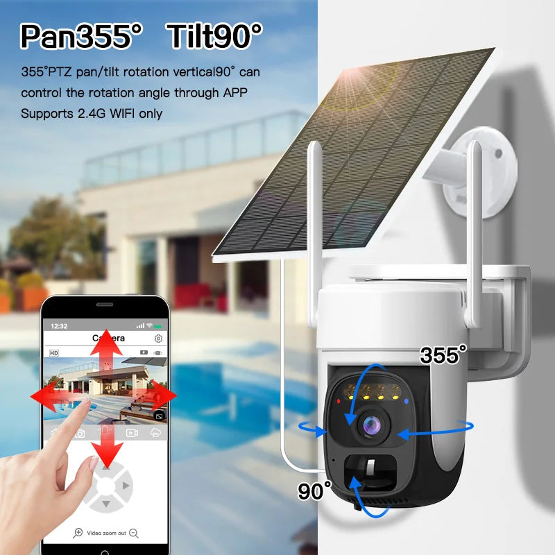 SZSINOCAM Wireless Solar-Powered Pan-Tilt Camera Outdoor WiFi Surveillance