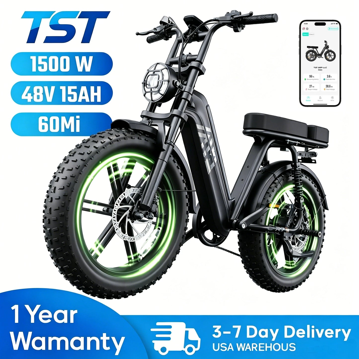 TS TST GRP LLC 1500W Electric Bike With 48V 15Ah Battery 28 MPH